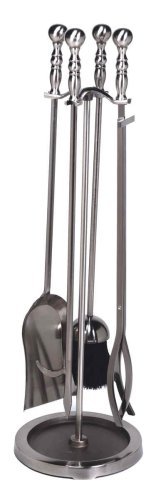 Pewter 5 Piece Fireset - 30 inch