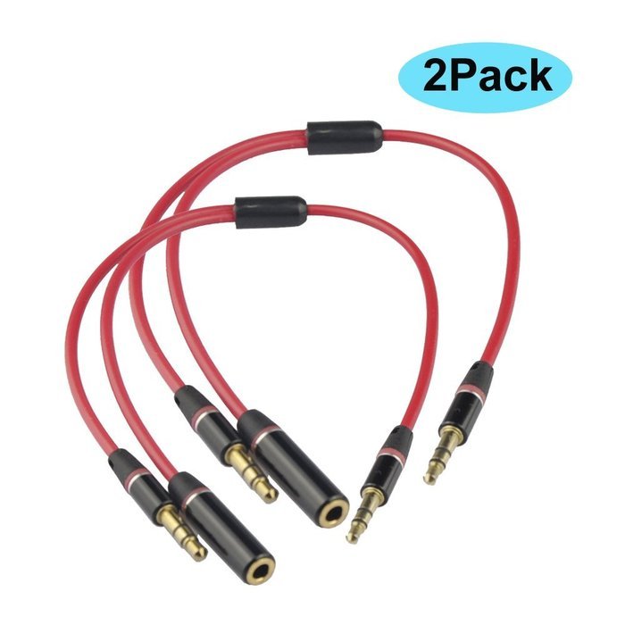Seadream 2PACK 6 inch 3-Pole 3.5mm Male Right Angle to 3.5mm Female Stereo Audio Cable Headset Extension Cable... N13