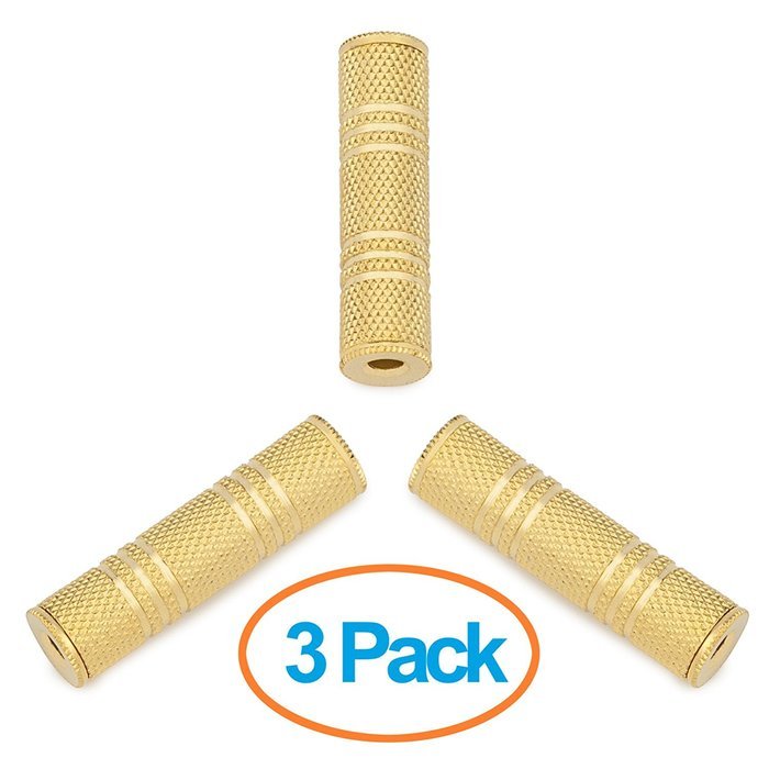 Aurum Cables 5-pack 6.35mm to 6.35mm Stereo Audio Coupler Adapter - Female to Female N6