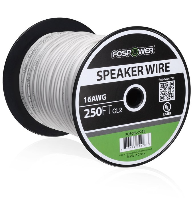FosPower CL2 Rated 14AWG 2-Conductor In-Wall Speaker Wire (100 Feet) Oxygen-Free Pure Copper - UL Listed for In-Wall... N18