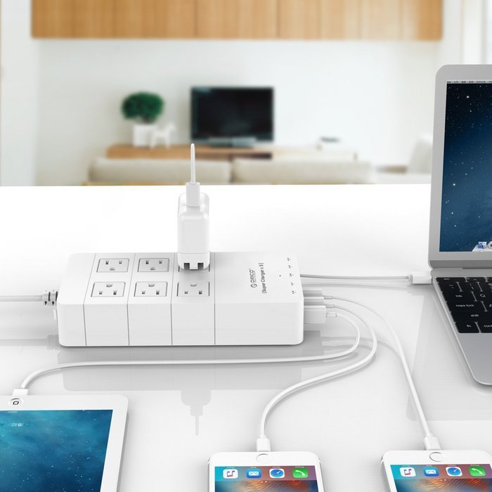 ORICO Home/office 6-Outlet Surge Protector Power Strip 5ft Power Cord with 5 Port 40W USB Charger,1700 Joule -... N16