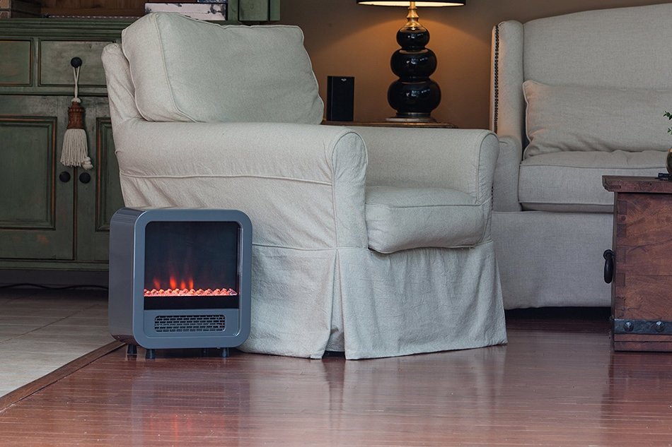 Fire Sense 61449 Skyline Electric Fireplace Stove, Silver N2