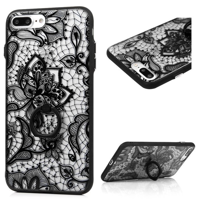 iPhone 7 Plus Case (5.5 inch) - 360 Degree Rotating Ring Holder Kickstand Shockproof Soft TPU Skin Bumper Frame... N4
