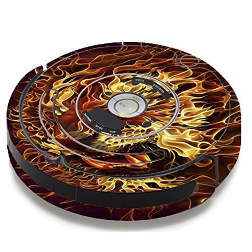Skin Decal Vinyl Wrap For IRobot Roomba 650 655 Vacuum / Tiger On Fire