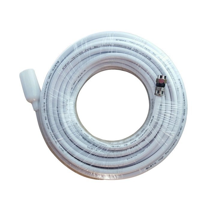 FOWOD RG6 TV White Coaxial Cable, 100 Feet, with F-Male Connectors, Double Shielded, High Performance, Indoor... N5