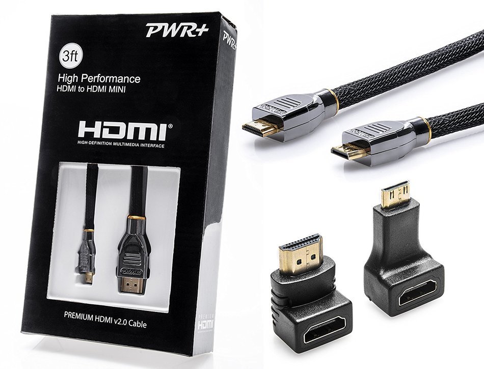 Pwr+ Extra Long 12Ft Mini-HDMI-Cable for Nikon-D3200-D3100-D7000-D7100-D800-D90-D700-D4-D610-D5300, COOLPIX-P510... N7