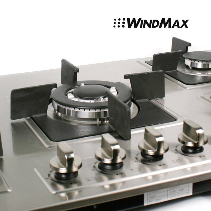 WindMax&reg; Hot 35.5" Stainless Steel Built-in 5 Burner Stoves LPG NG Gas Hob Fixed Cooktop Cooker