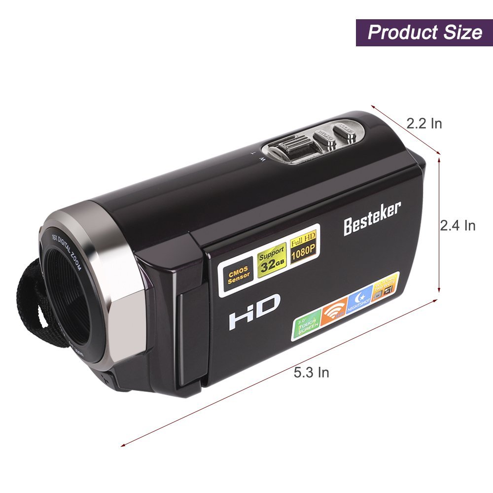 Best Budget 1080p Camcorder Camera Camcorders, Besteker Portable 1080P 24MP 16X Digital Zoom Video