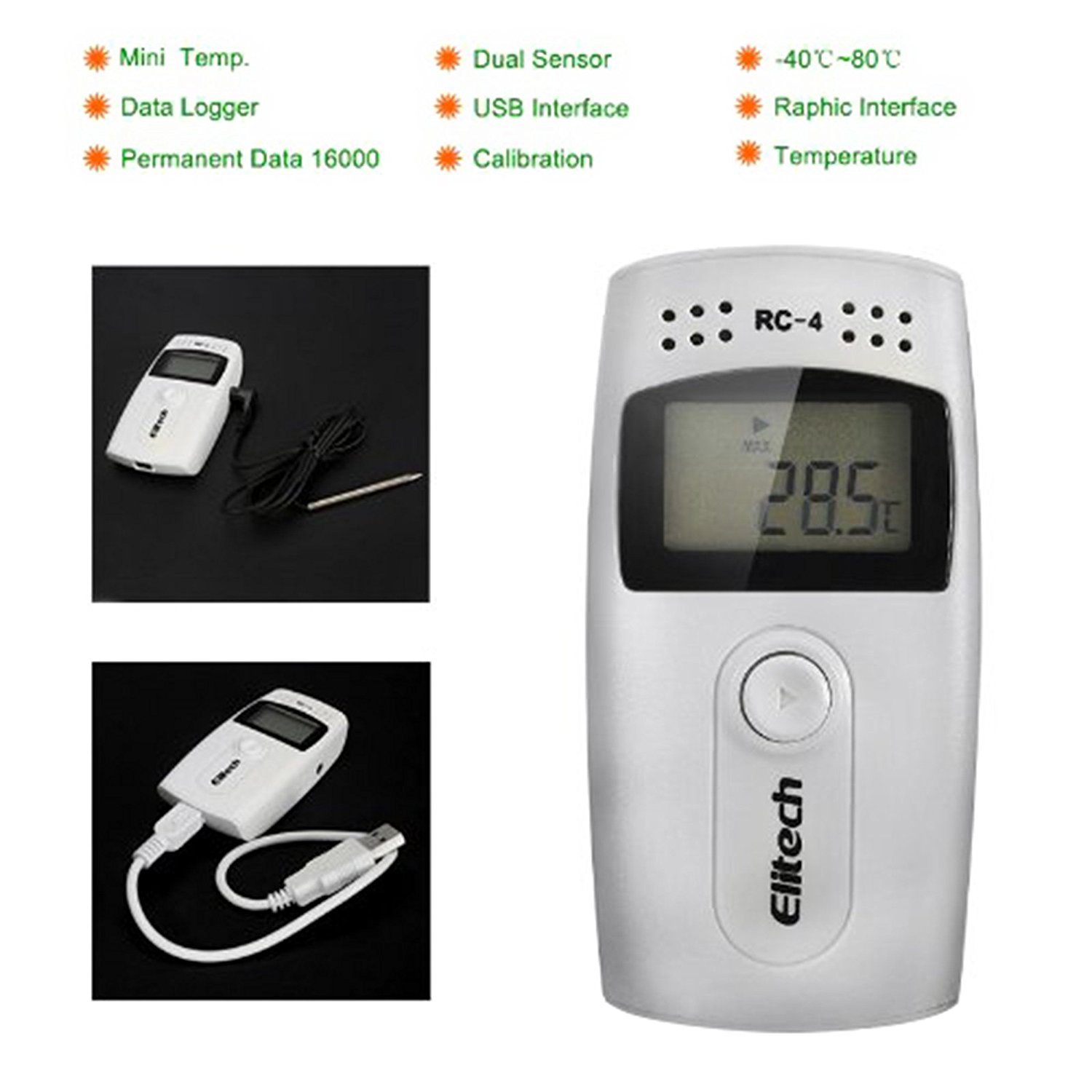 LADEY 16000 Points Digital LCD Display USB Temperature Data logger ...