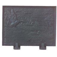 Black Cast Iron Duck Fireback - 22 x 24 inch
