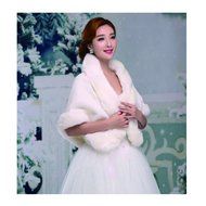 KAKA(TM) Gorgeous Winter Bridal Wedding Dress Wrap Artificial Plush Shawl-Red N9