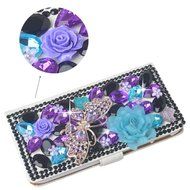 Spritech(TM) PU Leather Bling Phone Case for Samsung Galaxy Grand Prime G530 2015 Edition,Handmade Purple Crystal... N5