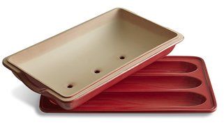 Emile Henry Made In France Flame Baguette Baker, 15.4 x 9.4", Burgundy N4