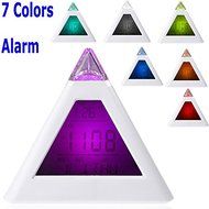 Single 7 LED Color Changing Pyramid Digital LCD Alarm Clock Thermometer C/f Desktop Table Clocks Despertador Weather... N4