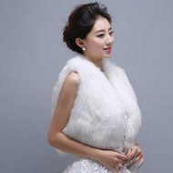 KAKA(TM) Gorgeous Winter Bridal Wedding Dress Wrap Artificial Plush Shawl-White N4