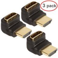 LINESO 3PCS HDMI Right Angle Adapter Male to Female With Gold-Plated (HDMI 90 Degree) N11