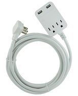 GE USB Charging Extension Cord with Surge Protection, 2 Outlet, 2 USB, 2.4A/12W, 12 ft. Cord, White, 32089 N4