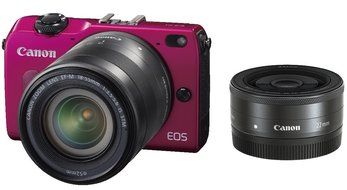 Canon EOS M2 Camera w/ EF-M 22MM f/2, 18-55MM F/3.5-5.6 IS EF-M Lens, 90EX Flash &amp; EF-M Adapter (White) - International... N4