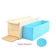 Peicees 1pcs Silicone Loaf Soap Making Molds with Rose Pattern + Wood Box with Double Cover for Homemade Soap...