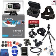 Gopro Hero 4 Silver 15 Piece Explorer Bundle Includes: Go Pro Hero4 Silver + Case + Flexible Tripod + Head Strap...