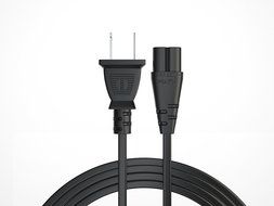 [UL Listed] Pwr+ AC Cable Replacement Power Cord 2 Prong 6 Feet (Black) N11