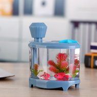 460ml Mini Ultrasonic Fish Tank Air Humidifier with USB Powered LED Night Light for Home Room Bedroom Office (... N4