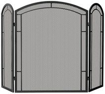 UniFlame 3-Fold Wrought Iron Screen, Black