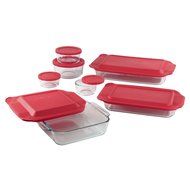Pyrex 1088216 14pc Bake and Storage Set with Red Covers
