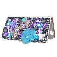 KAKA(TM) 3D Handmade Colorful Black Pulple Blue Rhinestone Crystal PU Leather Stand Folding Protective Case Big... N2