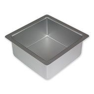 PME Square 8&quot; x 8&quot; x 3&quot; Seamless Professional Aluminum Baking Pan, Silver