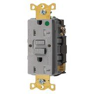 Hubbell GFTWRST83GY Gfci Heavy Use Receptacle, 20 Amps, Tamper/Weather Resistant, 5-20R, Decorator, Self-Testing...