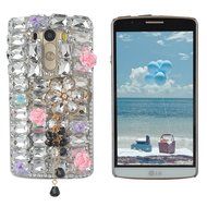 Spritech(TM) Bling Phone Case For LG K7/LG Tribute 5,3D Handmade Silver Crystal Flower Pendant Accessary Design... N2