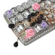 Spritech(TM) Bling Phone Case For LG K7/LG Tribute 5,3D Handmade Silver Crystal Flower Pendant Accessary Design... N3