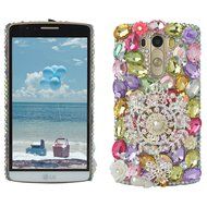 Spritech(TM) Bling Phone Case For LG K7/LG Tribute 5,3D Handmade Silver Crystal Flower Pendant Accessary Design... N4