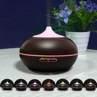 300ml Wood Grain Aroma Essential Oil Diffuser By Safiaz, Ultrasonic Cool Mist Whisper-quite Humidifier with Color...