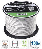 FosPower CL2 Rated 14AWG 2-Conductor In-Wall Speaker Wire (100 Feet) Oxygen-Free Pure Copper - UL Listed for In-Wall... N25