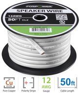 FosPower CL2 Rated 14AWG 2-Conductor In-Wall Speaker Wire (100 Feet) Oxygen-Free Pure Copper - UL Listed for In-Wall... N27