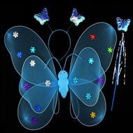 KAKA(TM) Angel Butterfly Fairy 4-pcs Set Children Cosplay Performance Show Costume Props - Blue N3