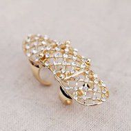 Spritech(TM) 2Pcs Fashion Personality Adjustable Size Hollow Punk Rings Bling Luxury Rhinestone Plain Above Knuckle... N2