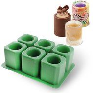 IC ICLOVER 6-cups Square green Ice Cube Tray , Jelly Tray , Chocolate Mold , Ice Shot Glass Mold-Food Grade Silicone N2