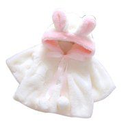 Yaheeda Girls Winter Plush Coat Kid's Rabbit Sweater Cloak Jacket Warm Clothes