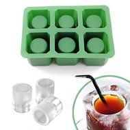 IC ICLOVER 6-cups Square green Ice Cube Tray , Jelly Tray , Chocolate Mold , Ice Shot Glass Mold-Food Grade Silicone N3
