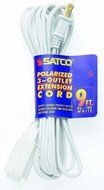 Satco Products 93/198 16/2 SPT Polarized 3 Outlet Extension Cord, White, 15-Foot by Satco