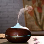 Misyo 300ml Wood Grain Ultrasonic Oil Diffuser Aroma Humidifier with 7 color and Auto Shut-off Protection for... N2
