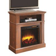 Comfort Glow QF7511RKD Dover Full Size Quartz Electric Fireplace with Media Shelf in Medium Oak Finish, 1500-watt