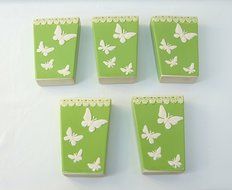 Cuorifoglio 0265T Radiators Humidifier, Ceramic, White Butterflies on a Green Background, Trapezoid Shape (Pack...