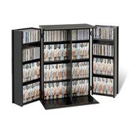 Cherry &amp; Black Locking Media Storage Cabinet N3