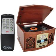 PYLE HOME PTCDS7UIW Retro Turntable System (Wood Finish)