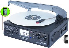 Boytone BT-19DJB-C 3-speed Turntable, 2 Built in Speakers Large Digital Display AM/FM, Cassette, USB/SD/AUX/MP3... N2