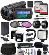 Sony FDR-AX53 4K Ultra HD Handycam Camcorder Video Camera + 128GB Memory + Travel Charger + 3 Filters + 2 Batteries...